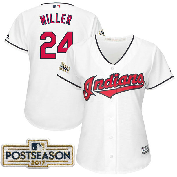 Women - Andrew Miller #24 Cleveland Indians 2017 Postseason White Cool Base Jersey Women - Andrew Miller #24 Cleveland Indians 2017 Postseason White Cool Base Jersey