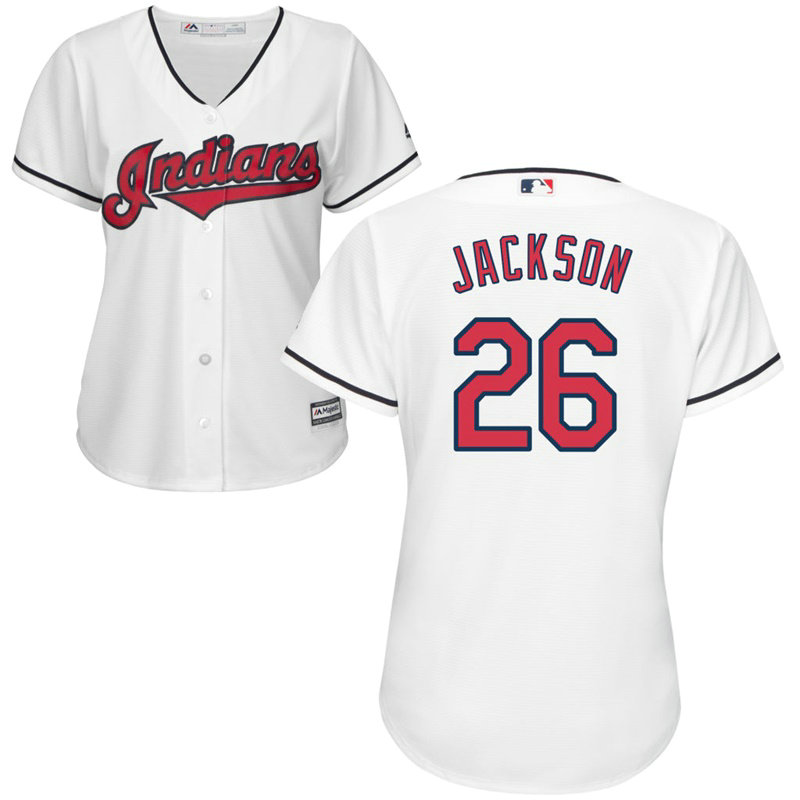 Women - Cleveland Indians #26 Austin Jackson Home White Cool Base Jersey