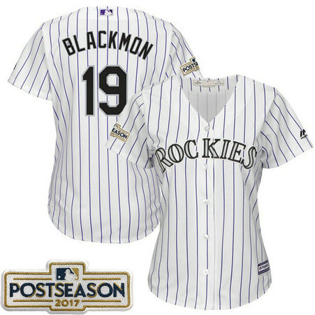 Women - Charlie Blackmon #19 Colorado Rockies 2017 Postseason White Cool Base Jersey Women - Charlie Blackmon #19 Colorado Rockies 2017 Postseason White Cool Base Jersey