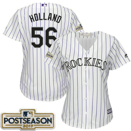 Women - Greg Holland #56 Colorado Rockies 2017 Postseason White Cool Base Jersey Women - Greg Holland #56 Colorado Rockies 2017 Postseason White Cool Base Jersey