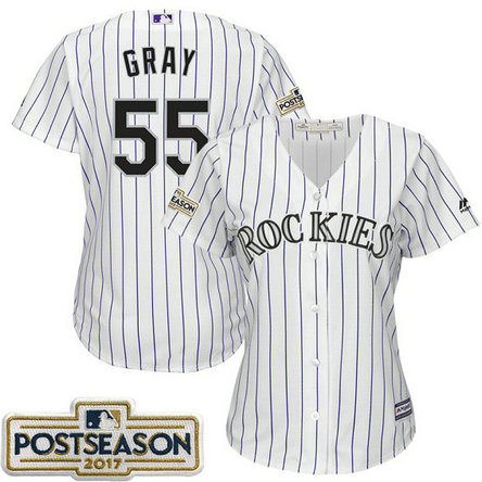 Women - Jon Grey #55 Colorado Rockies 2017 Postseason White Cool Base Jersey Women - Jon Grey #55 Colorado Rockies 2017 Postseason White Cool Base Jersey