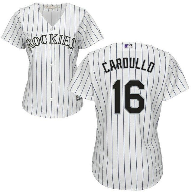 Women - Colorado Rockies #16 Stephen Cardullo Home White Cool Base Jersey Women - Colorado Rockies #16 Stephen Cardullo Home White Cool Base Jersey