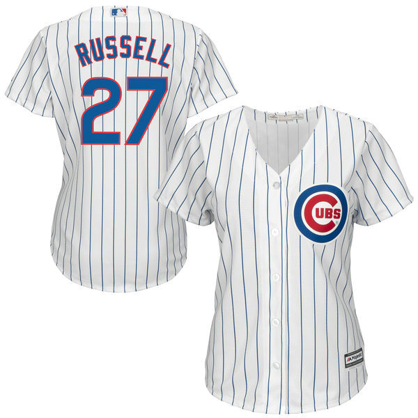 Women - Addison Russell #27 Chicago Cubs White Official Cool Base Jersey