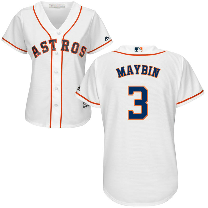 Women - Houston Astros #3 Cameron Maybin Home White Cool Base Jersey