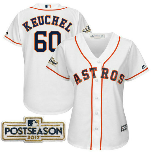 Women - Dallas Keuchel #60 Houston Astros 2017 Postseason White Cool Base Jersey