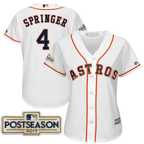 Women - George Springer #4 Houston Astros 2017 Postseason White Cool Base Jersey Women - George Springer #4 Houston Astros 2017 Postseason White Cool Base Jersey