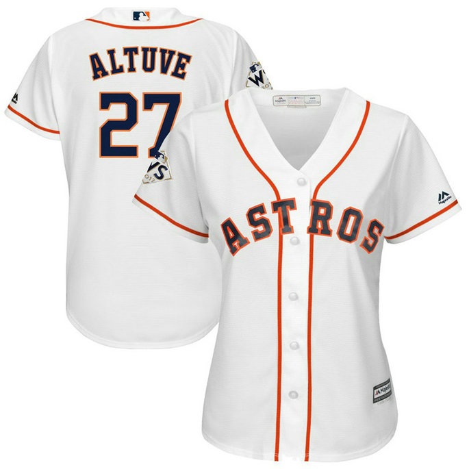 Women - Jose Altuve #27 Houston Astros 2017 World Series Bound White Cool Base Jersey