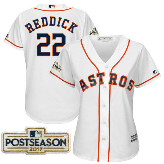 Women - Josh Reddick #22 Houston Astros 2017 Postseason White Cool Base Jersey