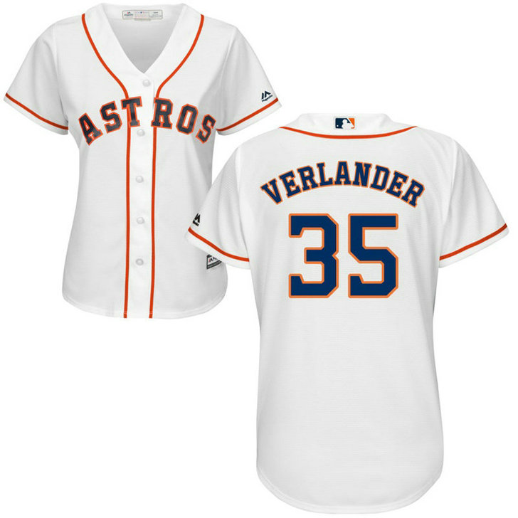 Women - Justin Verlander #35 Houston Astros Home White Cool Base Jersey