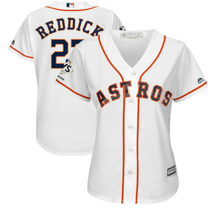 Women - Houston Astros Josh Reddick #22 White 2017 World Series Champions Patch Cool Base Jersey