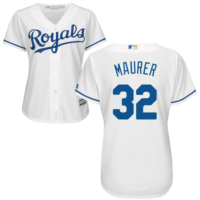 Women - Kansas City Royals #32 Brandon Maurer Home White Cool Base Jersey Women - Kansas City Royals #32 Brandon Maurer Home White Cool Base Jersey