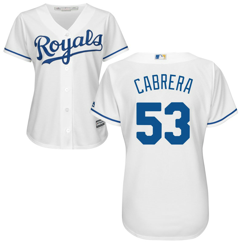 Women - Melky Cabrera #53 Kansas City Royals Home White Cool Base Jersey