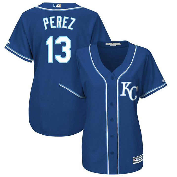 Women - Kansas City Royals #13 Salvador Perez Alternate Royal Cool Base Jersey