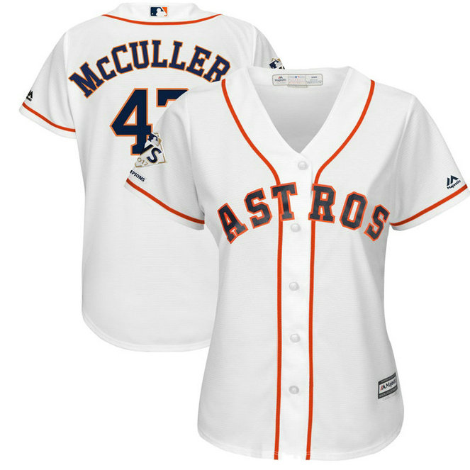 Women - Houston Astros Lance McCullers #43 White 2017 World Series Champions Patch Cool Base Jersey
