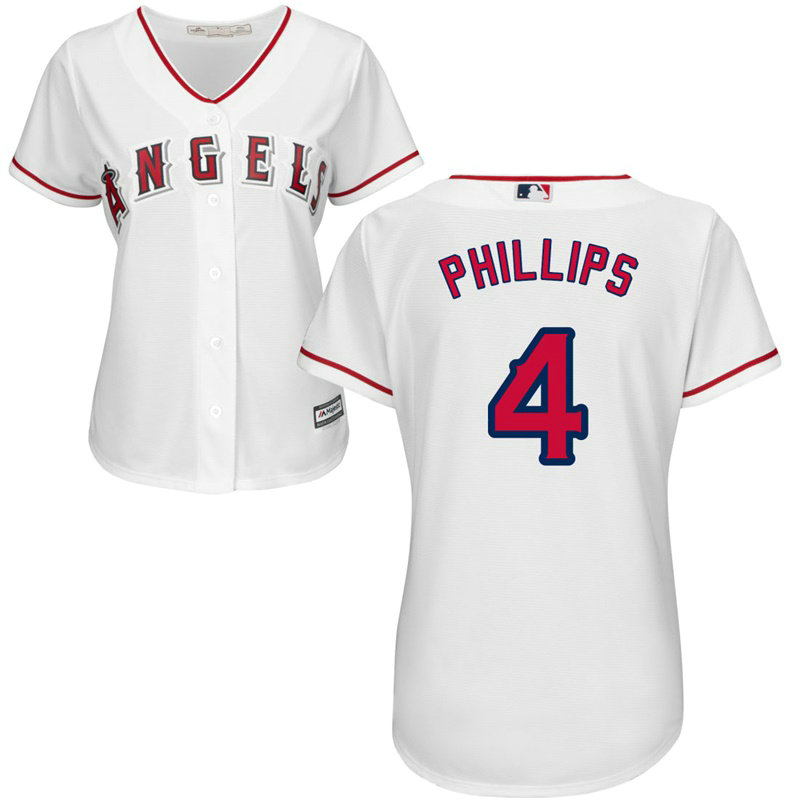 Women - Los Angeles Angels #4 Brandon Phillips Home White Cool Base Jersey Women - Los Angeles Angels #4 Brandon Phillips Home White Cool Base Jersey