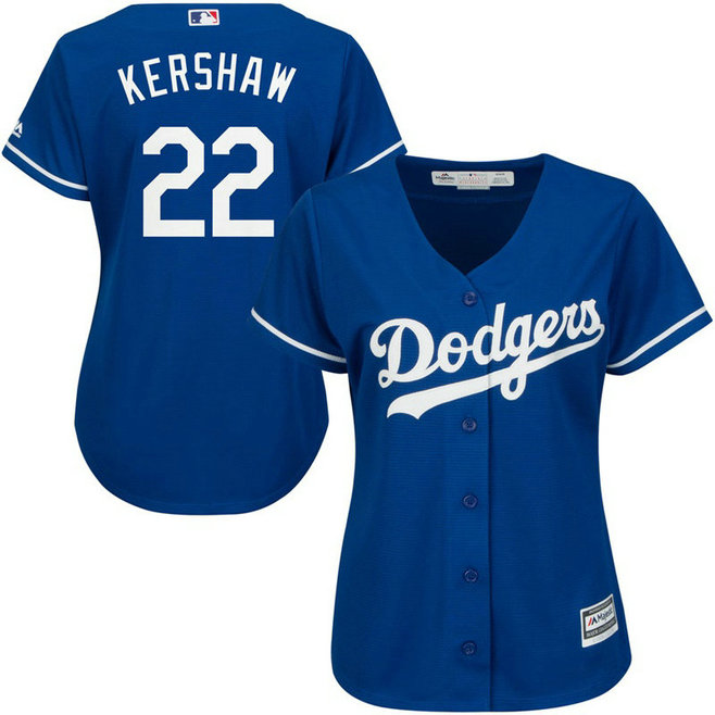 Women - Los Angeles Dodgers #22 Clayton Kershaw Alternate Royal Cool Base Jersey Women - Los Angeles Dodgers #22 Clayton Kershaw Alternate Royal Cool Base Jersey