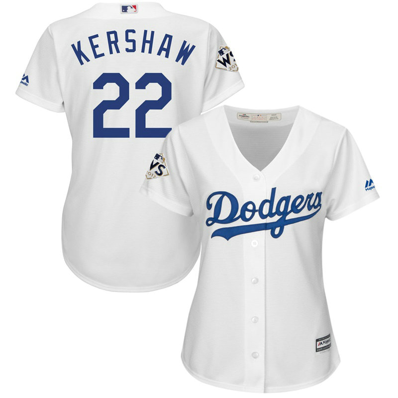 Women - Clayton Kershaw #22 Los Angeles Dodgers 2017 World Series Bound White Cool Base Jersey Women - Clayton Kershaw #22 Los Angeles Dodgers 2017 World Series Bound White Cool Base Jersey