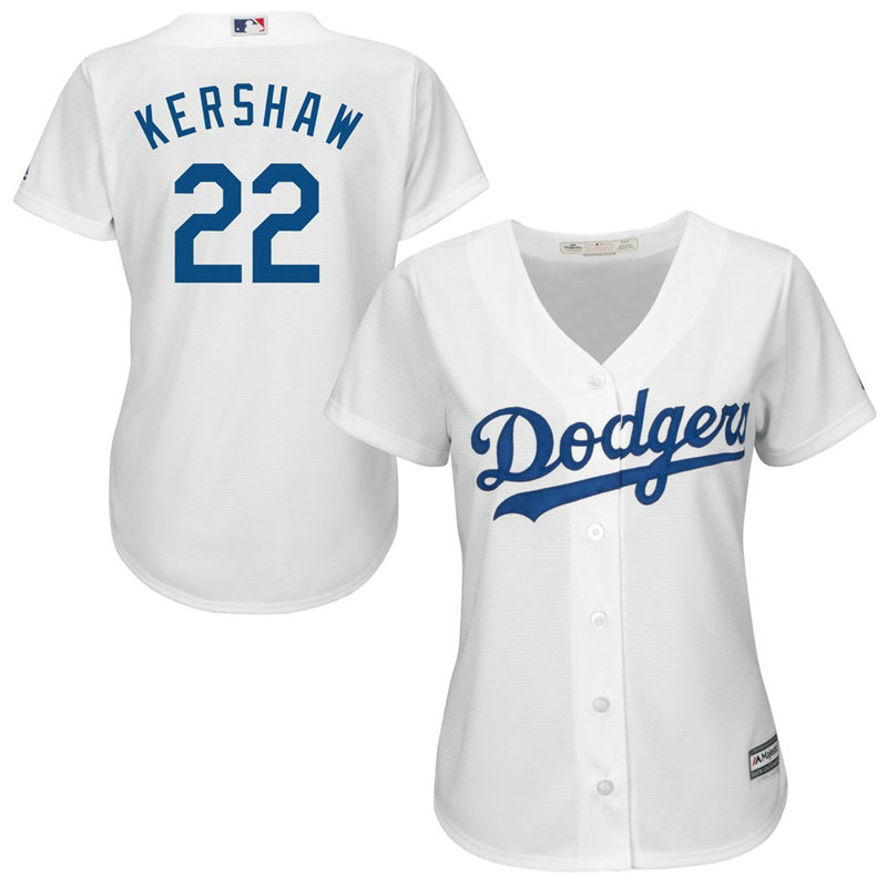 Women - Los Angeles Dodgers #22 Clayton Kershaw Home White Cool Base Jersey Women - Los Angeles Dodgers #22 Clayton Kershaw Home White Cool Base Jersey