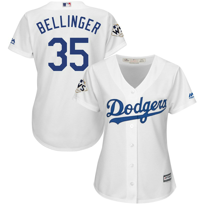 Women - Cody Bellinger #35 Los Angeles Dodgers 2017 World Series Bound White Cool Base Jersey