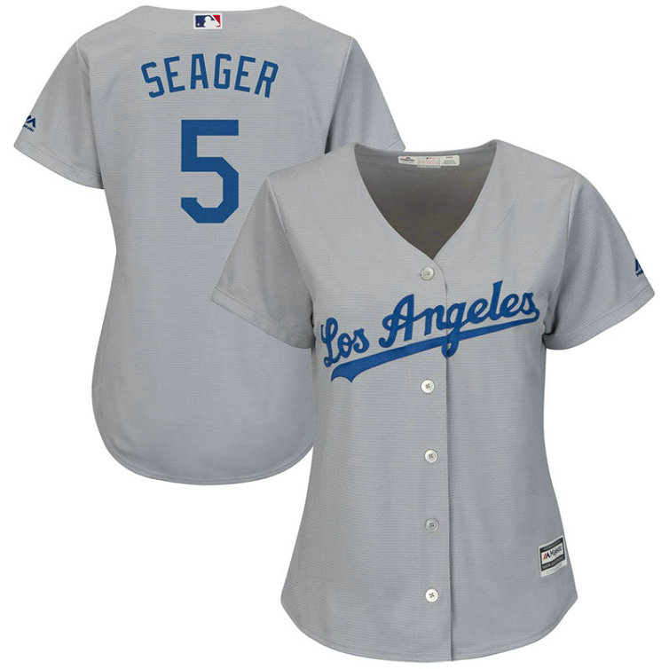 Women - Los Angeles Dodgers #5 Corey Seager Road Grey Cool Base Jersey Women - Los Angeles Dodgers #5 Corey Seager Road Grey Cool Base Jersey