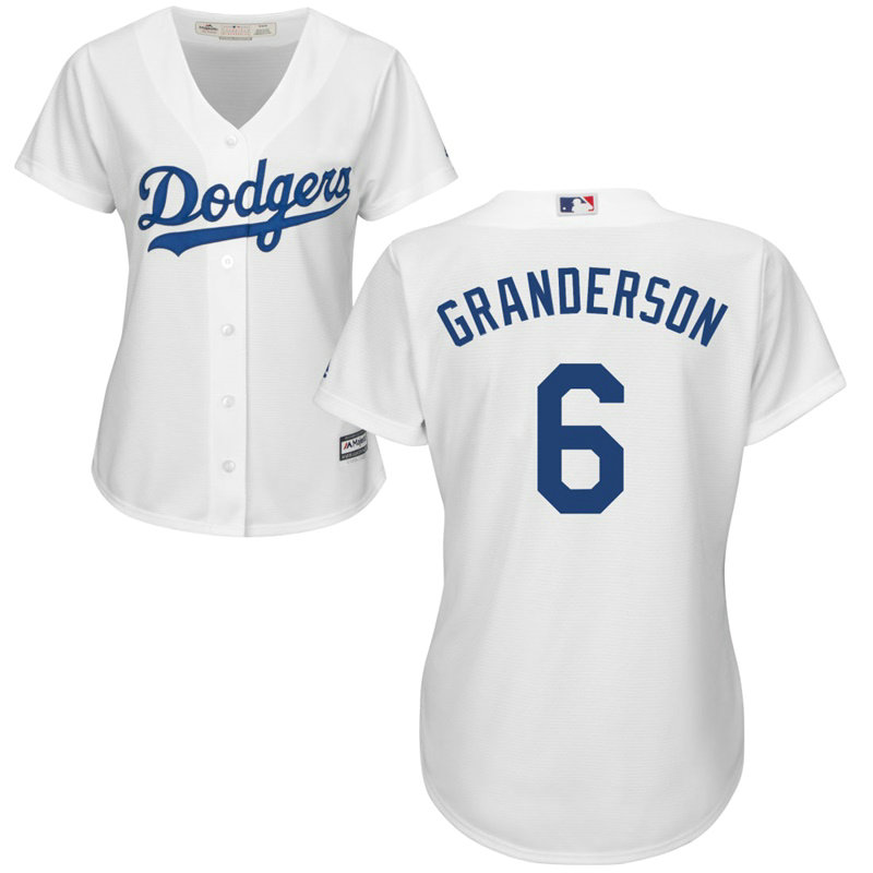 Women - Los Angeles Dodgers #6 Curtis Granderson Home White Cool Base Jersey