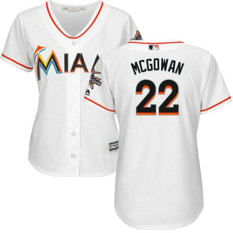 Women - Miami Marlins #22 Dustin McGowan 2017 All-Star Game Patch White Cool Base Jersey Women - Miami Marlins #22 Dustin McGowan 2017 All-Star Game Patch White Cool Base Jersey
