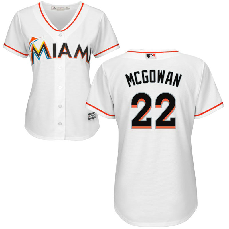Women - Miami Marlins #22 Dustin McGowan Home White Cool Base Jersey Women - Miami Marlins #22 Dustin McGowan Home White Cool Base Jersey
