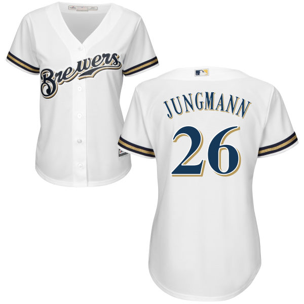 Women - Milwaukee Brewers Taylor Jungmann #26 White Authentic Cool base Jersey Women - Milwaukee Brewers Taylor Jungmann #26 White Authentic Cool base Jersey