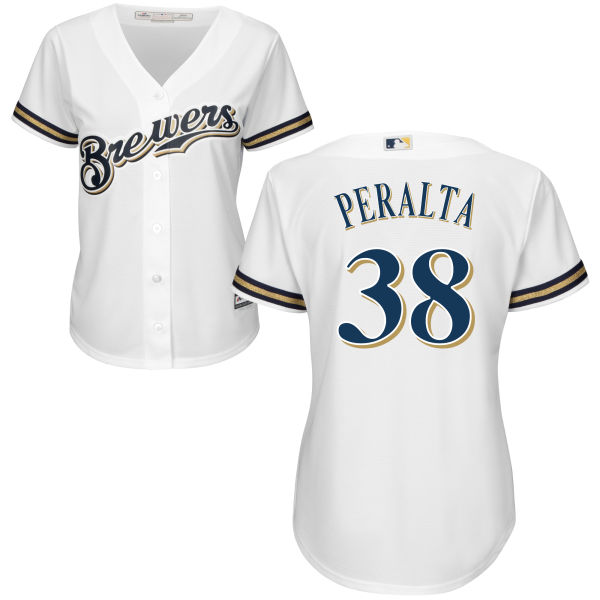 Women - Milwaukee Brewers Wily Peralta #38 White Authentic Cool base Jersey Women - Milwaukee Brewers Wily Peralta #38 White Authentic Cool base Jersey