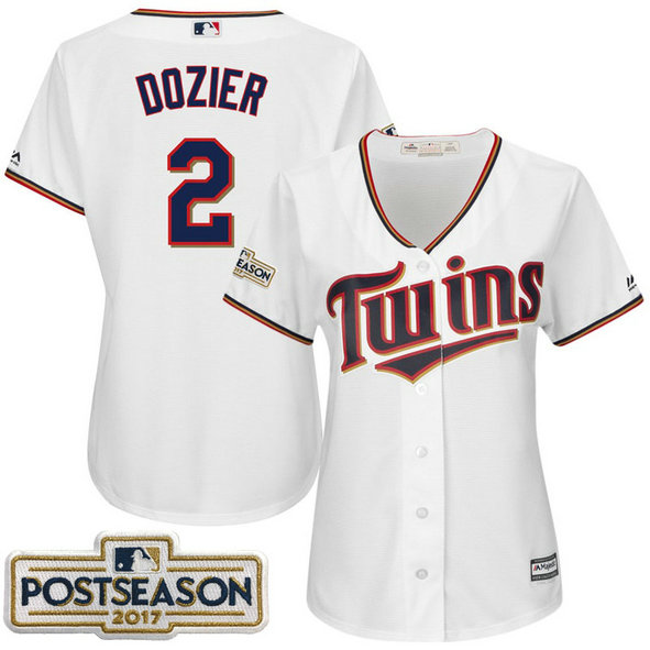 Women - Brian Dozier #2 Minnesota Twins 2017 Postseason White Cool Base Jersey