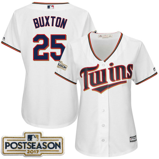 Women - Byron Buxton #25 Minnesota Twins 2017 Postseason White Cool Base Jersey Women - Byron Buxton #25 Minnesota Twins 2017 Postseason White Cool Base Jersey