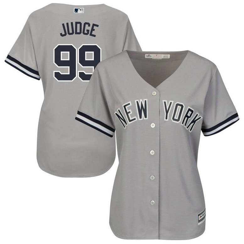Women - Aaron Judge #99 New York Yankees Replica Road Grey Cool Base Jersey