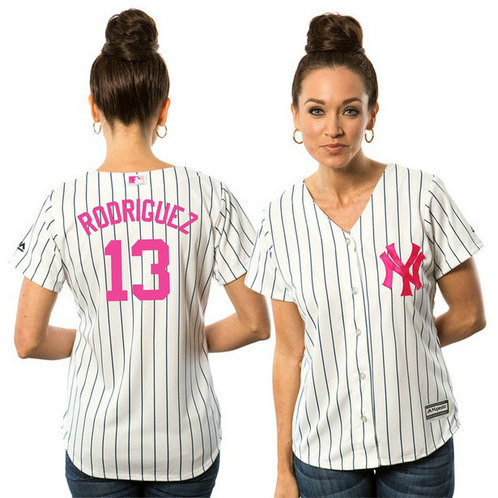 Women - 2017 Mother's Day New York Yankees #13 Alex Rodriguez White Cool Base Jersey