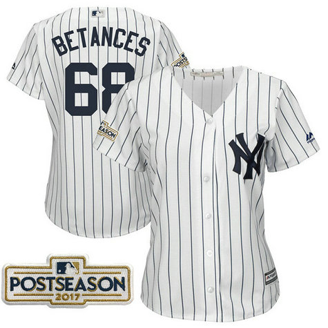 Women - Dellin Betances #68 New York Yankees 2017 Postseason White Cool Base Jersey