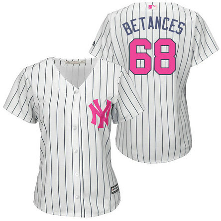 Women - New York Yankees #68 Dellin Betances White Home 2016 Mother's Day Cool Base Jersey