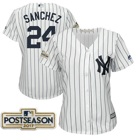 Women - Gary Sanchez #24 New York Yankees 2017 Postseason White Cool Base Jersey Women - Gary Sanchez #24 New York Yankees 2017 Postseason White Cool Base Jersey