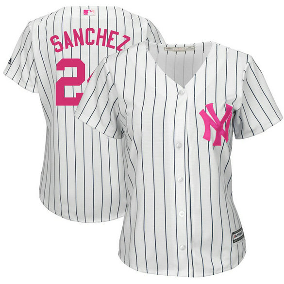 Women - 2017 Mother's Day New York Yankees #24 Gary Sanchez White Cool Base Jersey Women - 2017 Mother's Day New York Yankees #24 Gary Sanchez White Cool Base Jersey