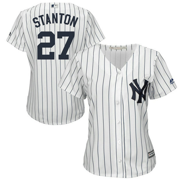Women - New York Yankees #27 Giancarlo Stanton Home White Cool Base Jersey Women - New York Yankees #27 Giancarlo Stanton Home White Cool Base Jersey