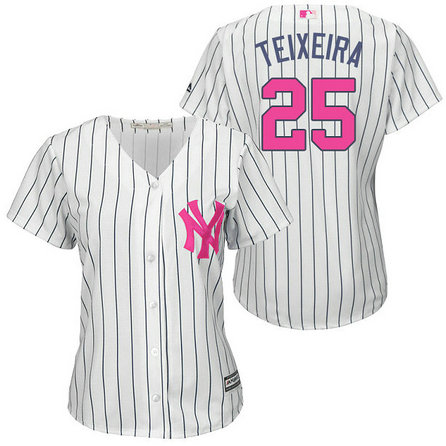 Women - New York Yankees #25 Mark Teixeira White Home 2016 Mother's Day Cool Base Jersey Women - New York Yankees #25 Mark Teixeira White Home 2016 Mother's Day Cool Base Jersey