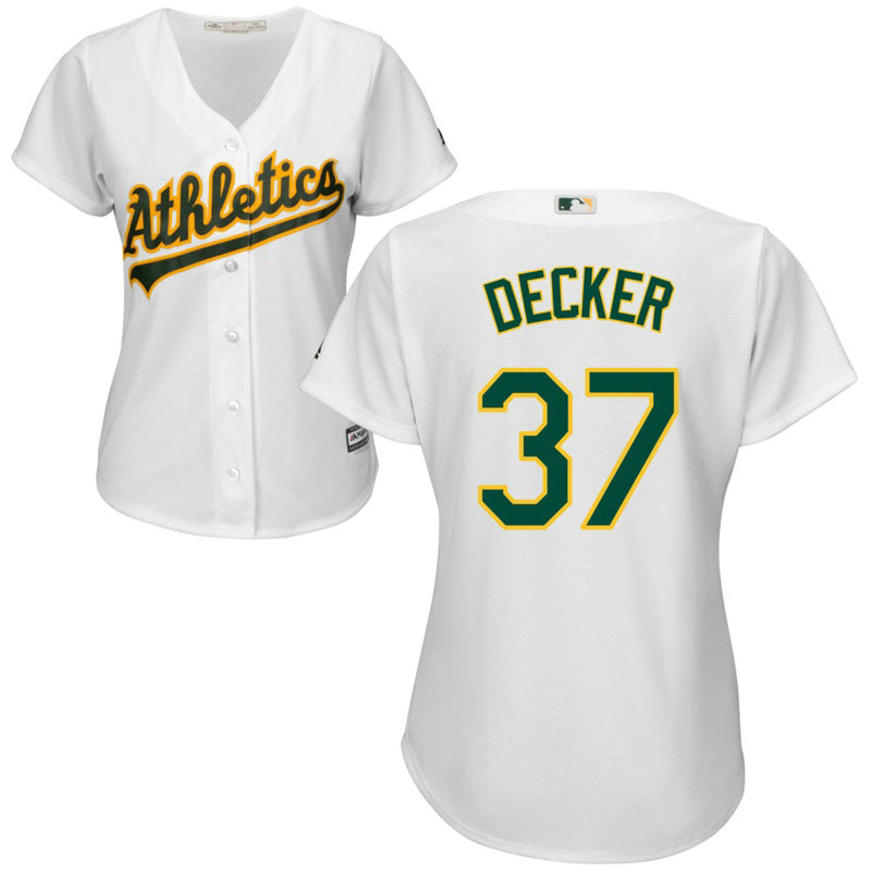 Women - Oakland Athletics #37 Jaff Decker Home White Cool Base Jersey Women - Oakland Athletics #37 Jaff Decker Home White Cool Base Jersey