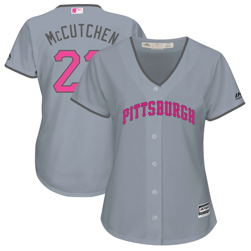 Women - 2017 Mother's Day Pittsburgh Pirates #22 Andrew McCutchen Grey Cool Base Jersey