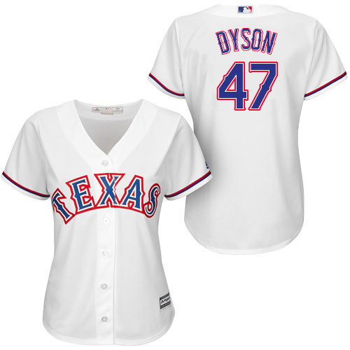 Women - Texas Rangers #47 Sam Dyson White Cool Base Home Jersey Women - Texas Rangers #47 Sam Dyson White Cool Base Home Jersey