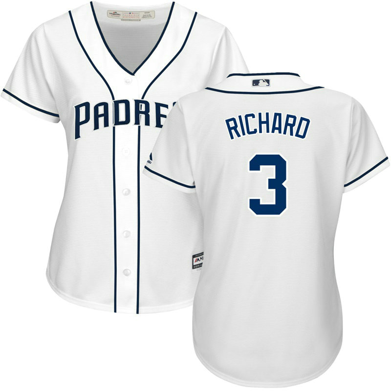 Women - San Diego Padres #3 Clayton Richard 2017 Home White Cool Base Jersey