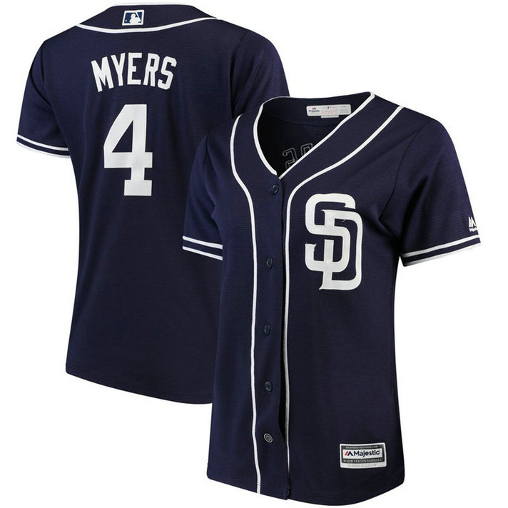Women - San Diego Padres #4 Wil Myers Alternate Navy Cool Base Jersey