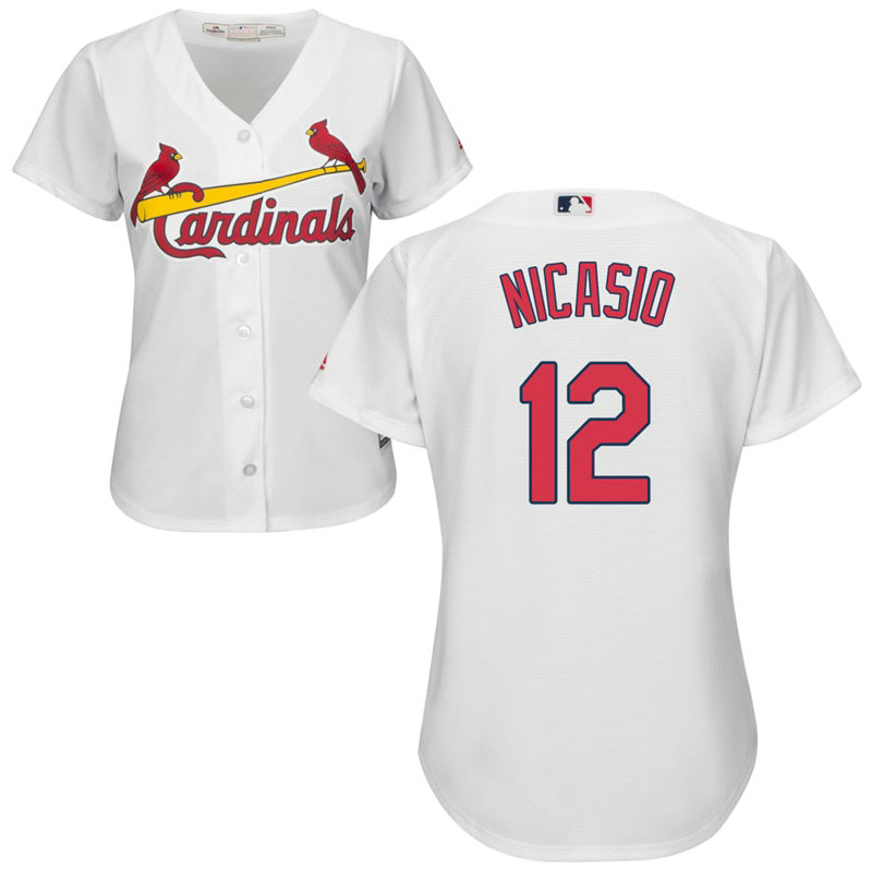 Women - St. Louis Cardinals #12 Juan Nicasio Home White Cool Base Jersey