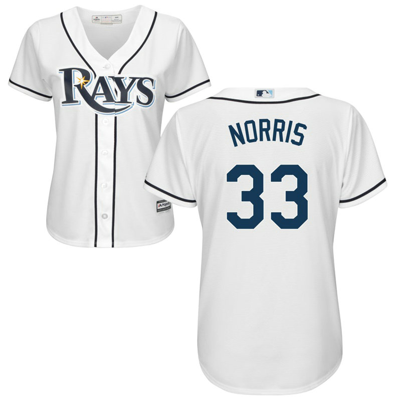 Women - Tampa Bay Rays #33 Derek Norris Home White Cool Base Jersey