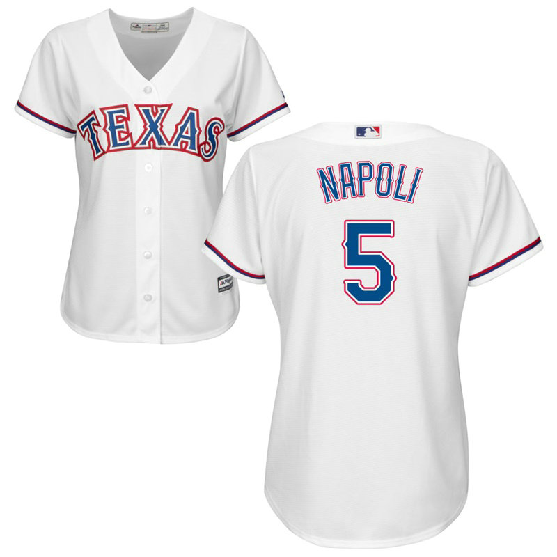 Women - Texas Rangers #5 Mike Napoli Home White Cool Base Jersey Women - Texas Rangers #5 Mike Napoli Home White Cool Base Jersey