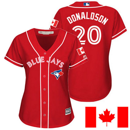 Women - Toronto Blue Jays Josh Donaldson #20 Red 2016 Canada Day Cool Base Jersey Women - Toronto Blue Jays Josh Donaldson #20 Red 2016 Canada Day Cool Base Jersey
