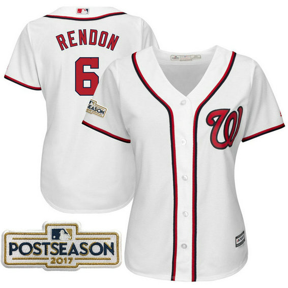 Women - Anthony Rendon #6 Washington Nationals 2017 Postseason White Cool Base Jersey