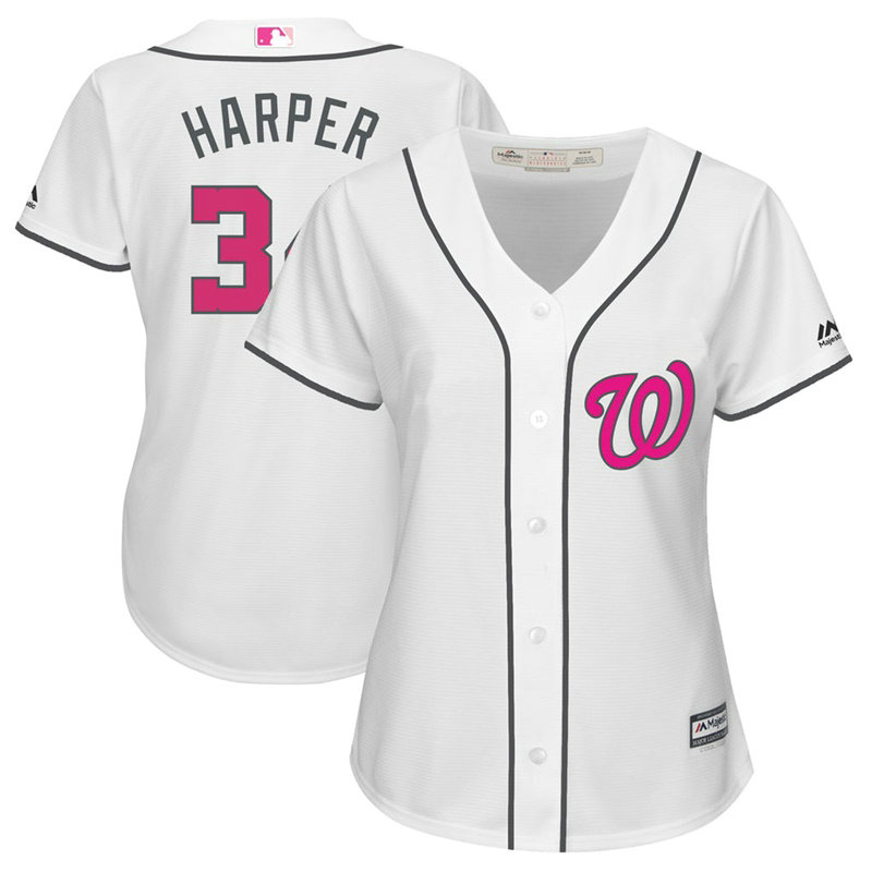 Women - 2017 Mother's Day Washington Nationals #34 Bryce Harper White Cool Base Jersey